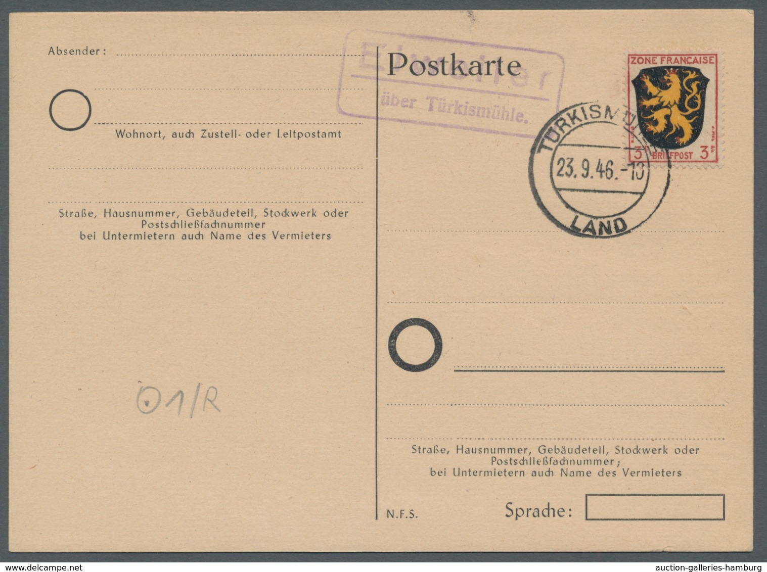 Saarland (1947/56) - Besonderheiten: "Eitzweiler über Türkismühle", Klarer Abschlag Des Landpoststem - Sonstige & Ohne Zuordnung