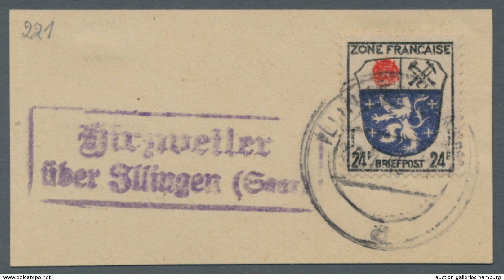 Saarland (1947/56) - Besonderheiten: "Hirzweiler über Fllingen (Saar)", Klarer Abschlag Des Landpost - Other & Unclassified