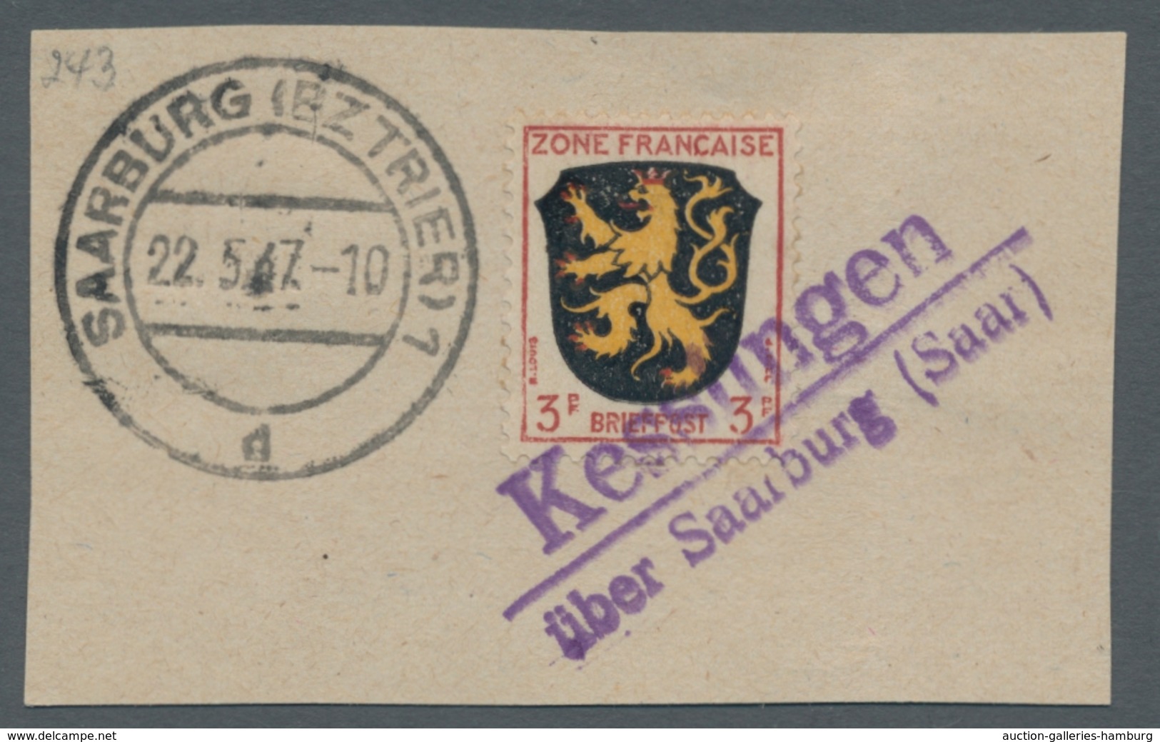 Saarland (1947/56) - Besonderheiten: "Kesslingen über Saarburg (Saar)", Klarer Abschlag Des Landpost - Sonstige & Ohne Zuordnung