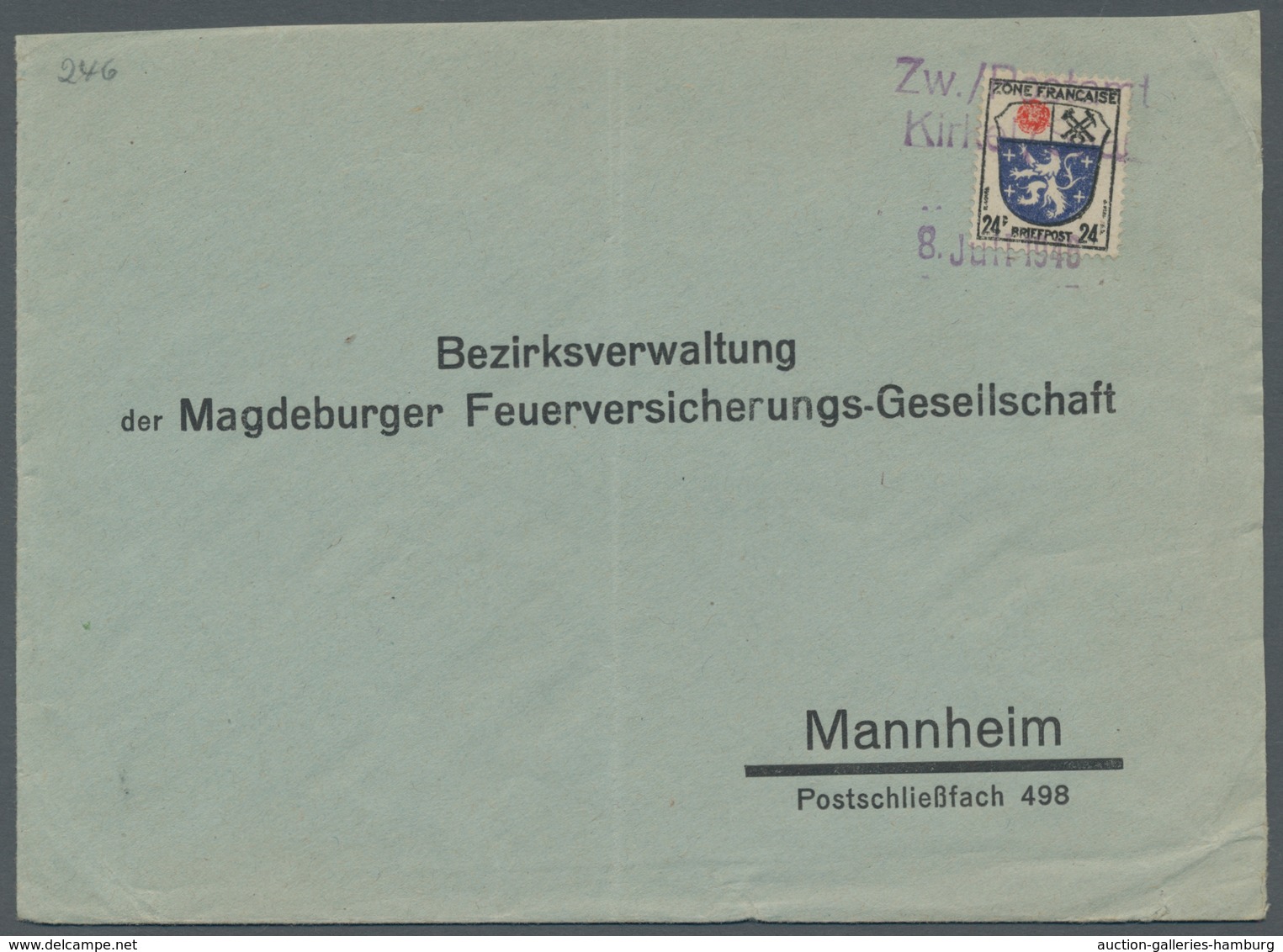 Saarland (1947/56) - Besonderheiten: "Zw./Postamt Kirkel/Saar 8. Juli 1948" (Notstempel), Klar Auf F - Other & Unclassified