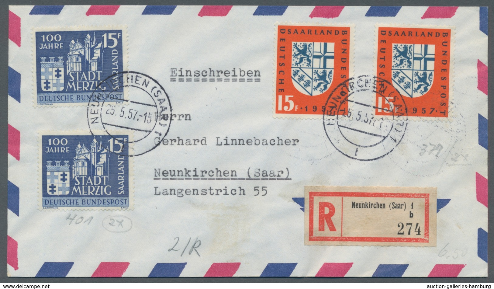 Saarland (1947/56) - Besonderheiten: NEUNKIRCHEN (SAAR) 1 B 25.5.57, Sauber Auf Portorichtig Frankie - Other & Unclassified