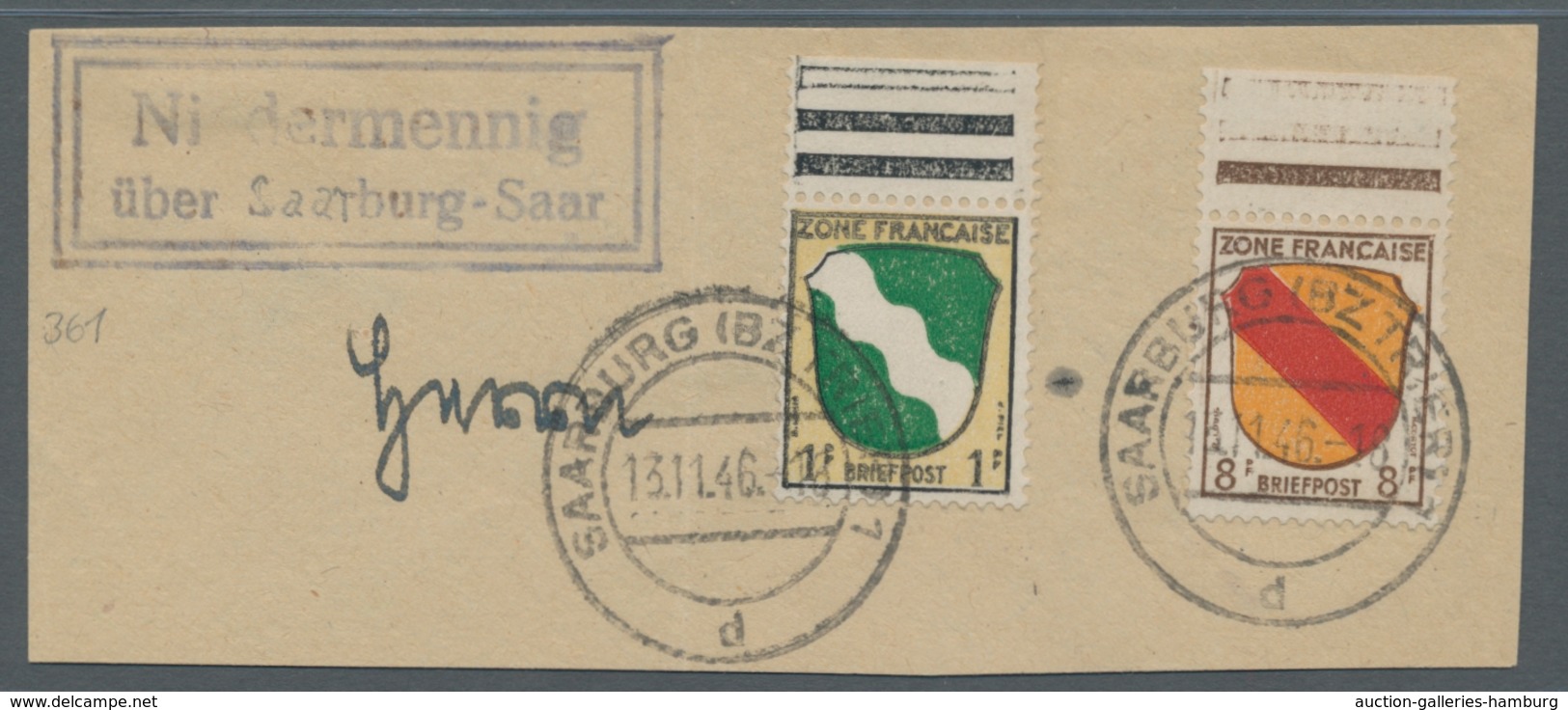 Saarland (1947/56) - Besonderheiten: "Niedermennig über Saarburg-Saar", Klar Auf Frankiertem Briefst - Sonstige & Ohne Zuordnung