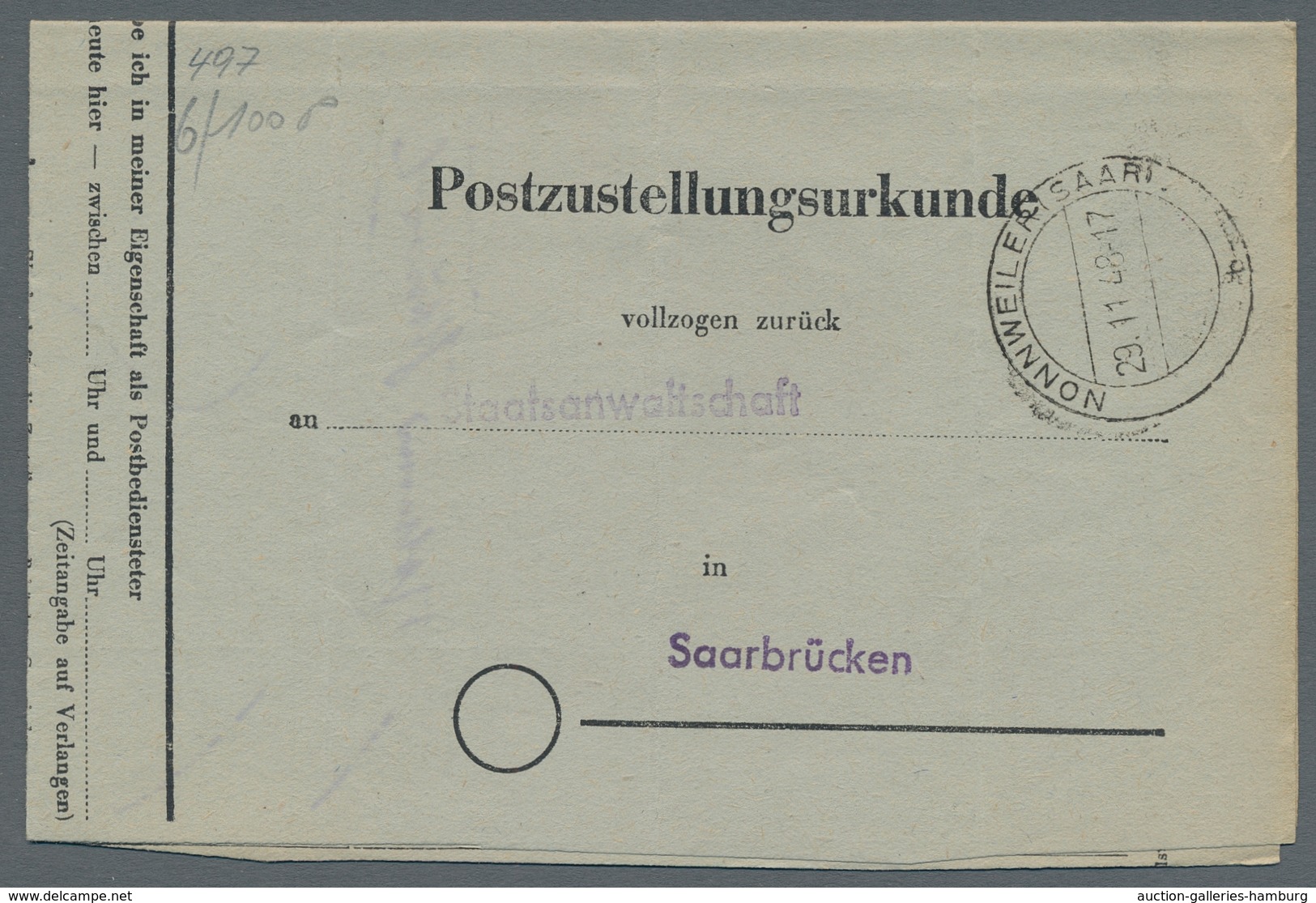 Saarland (1947/56) - Besonderheiten: 18 NONNWEILER (SAAR) B Bzw. NONNWEILER (SAAR) B, Saubere Abschl - Sonstige & Ohne Zuordnung