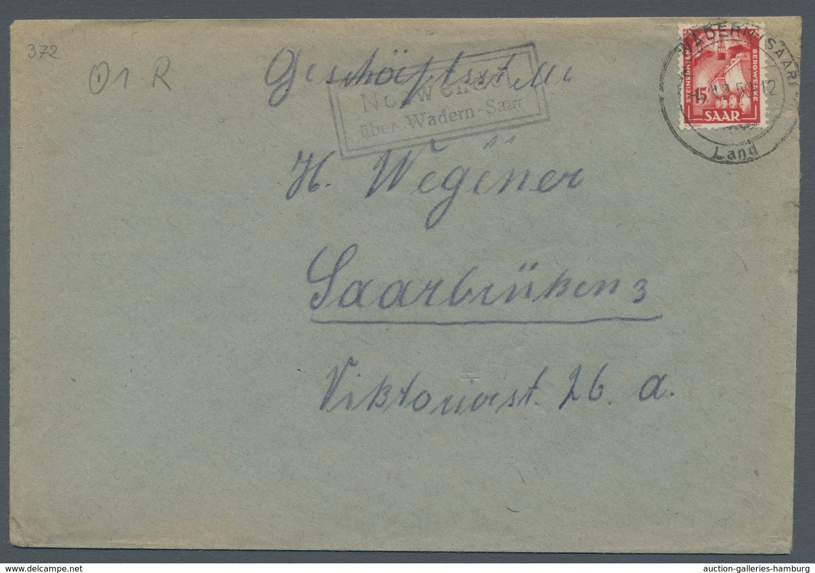 Saarland (1947/56) - Besonderheiten: "Noswendel über Wadern-Saar", Sauberer Abschlag Des Landpostste - Other & Unclassified