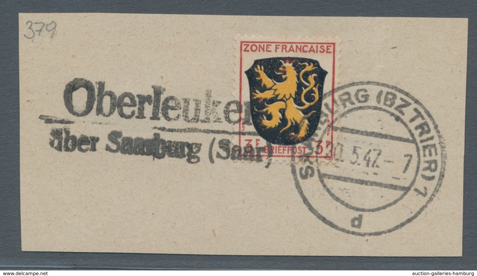 Saarland (1947/56) - Besonderheiten: "Oberleuken über Saarburg (Saar)", Klarer Abschlag Des Landpost - Sonstige & Ohne Zuordnung