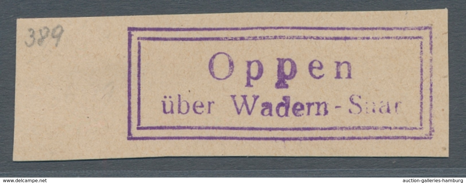 Saarland (1947/56) - Besonderheiten: "Oppen über Wadern-Saar", Klarer Abschlag Des Landpoststempels - Sonstige & Ohne Zuordnung