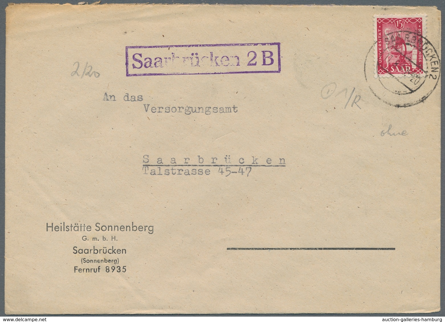 Saarland (1947/56) - Besonderheiten: SAARBRÜCKEN 2 11.8.49 (ohne Unterscheidungsbuchstabe), Sauber A - Sonstige & Ohne Zuordnung