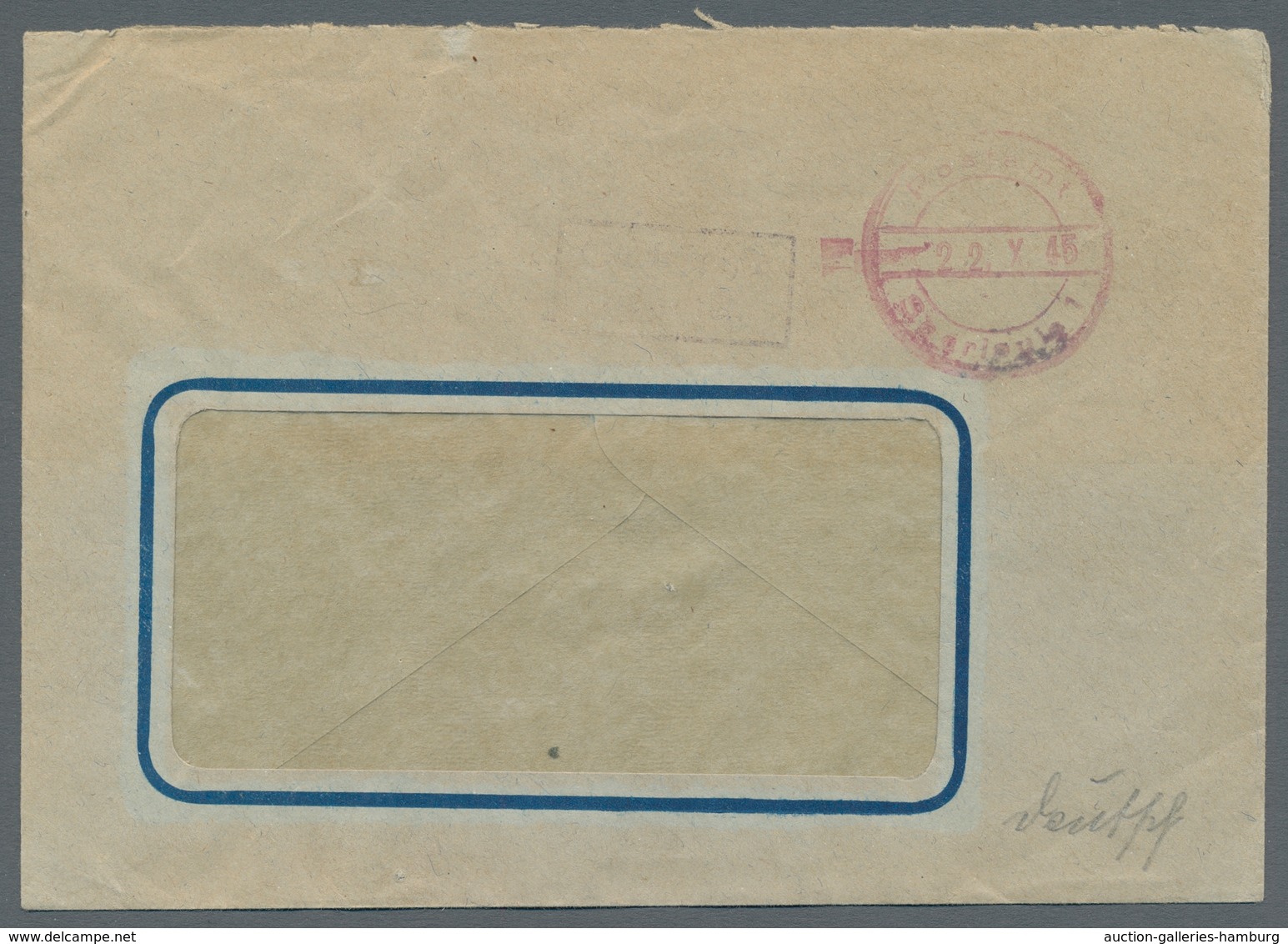 Saarland (1947/56) - Besonderheiten: "Postamt Saarlouis 1 22.X.45" (Not-Hummistempel In Rot), Sauber - Other & Unclassified