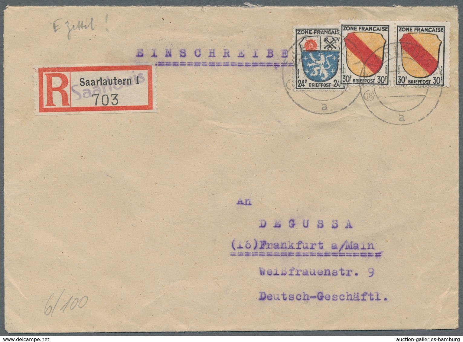 Saarland (1947/56) - Besonderheiten: 18 SAARLOUIS 1 A 30.11.46, Sauber Auf Mit Frz. Zone Portorichti - Sonstige & Ohne Zuordnung