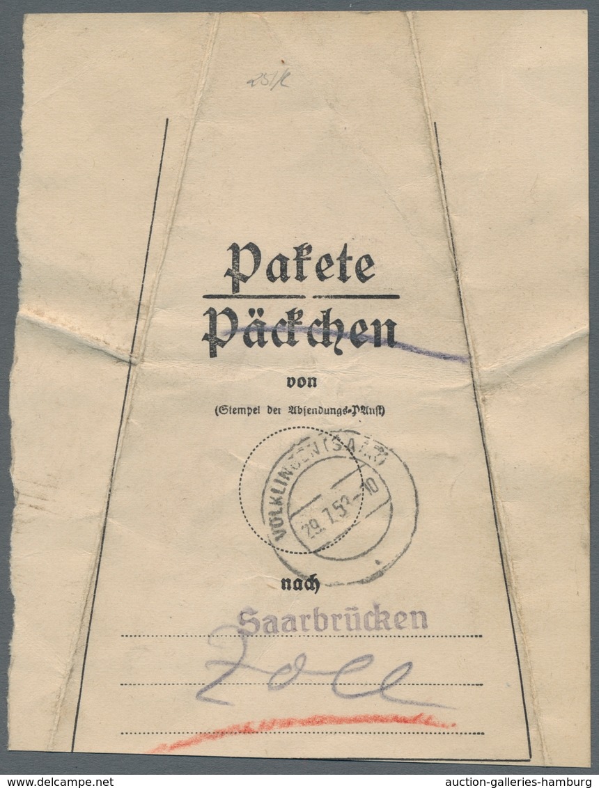 Saarland (1947/56) - Besonderheiten: VÖLKLINGEN (SAAR) I 29.7.53, Klar Auf Paketzettel In Guter Erha - Other & Unclassified