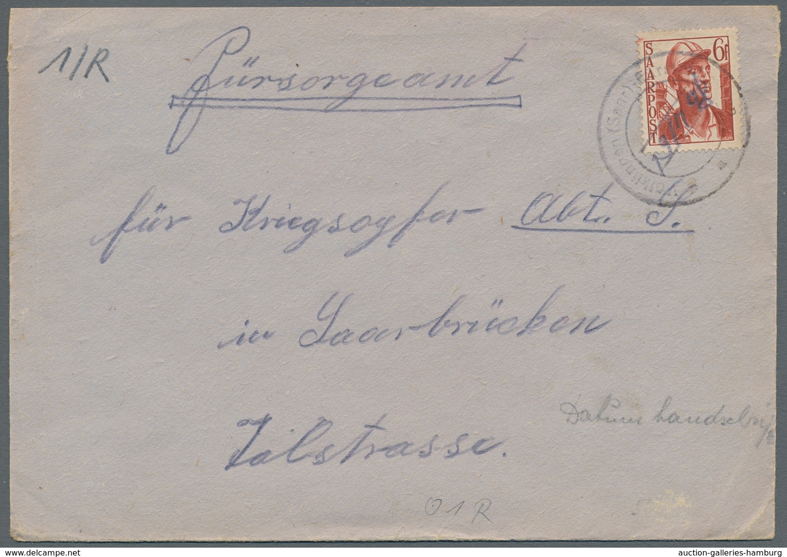 Saarland (1947/56) - Besonderheiten: "Völklingen (Saar)-Fürstenhausen" Mit Hs. Datum 19/4/48, Klarer - Sonstige & Ohne Zuordnung