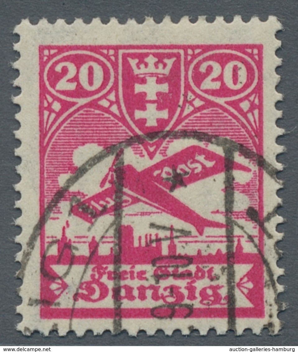 Danzig: 1924, Flugpostausgabe 20 Pfennig Mit Plattenfehler "Strich Neben Linkem Turm", Sauber Gestem - Other & Unclassified