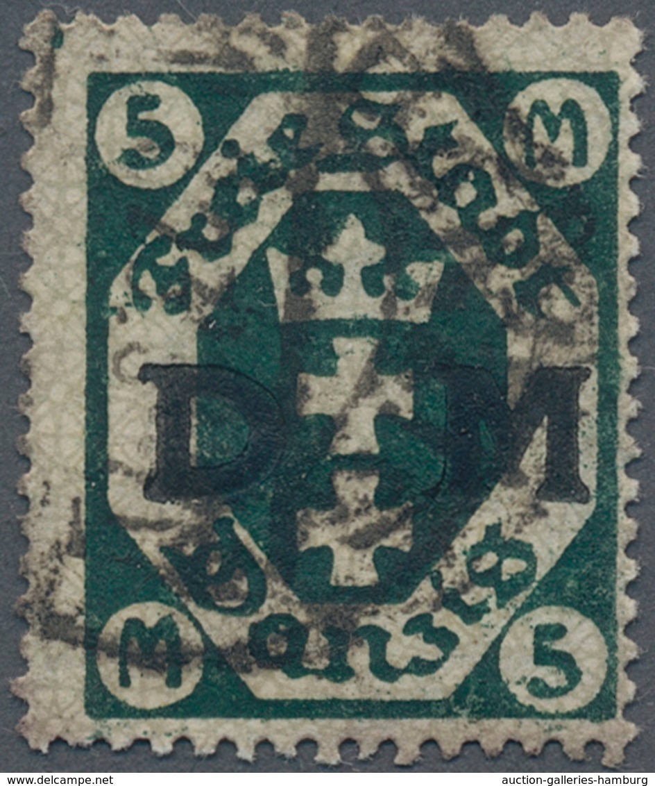 Danzig - Dienstmarken: 1922 (ca). 5 Mark Liegendes Wasserzeichen. Qualitätsstück Mit Bedarfsstempel. - Sonstige & Ohne Zuordnung