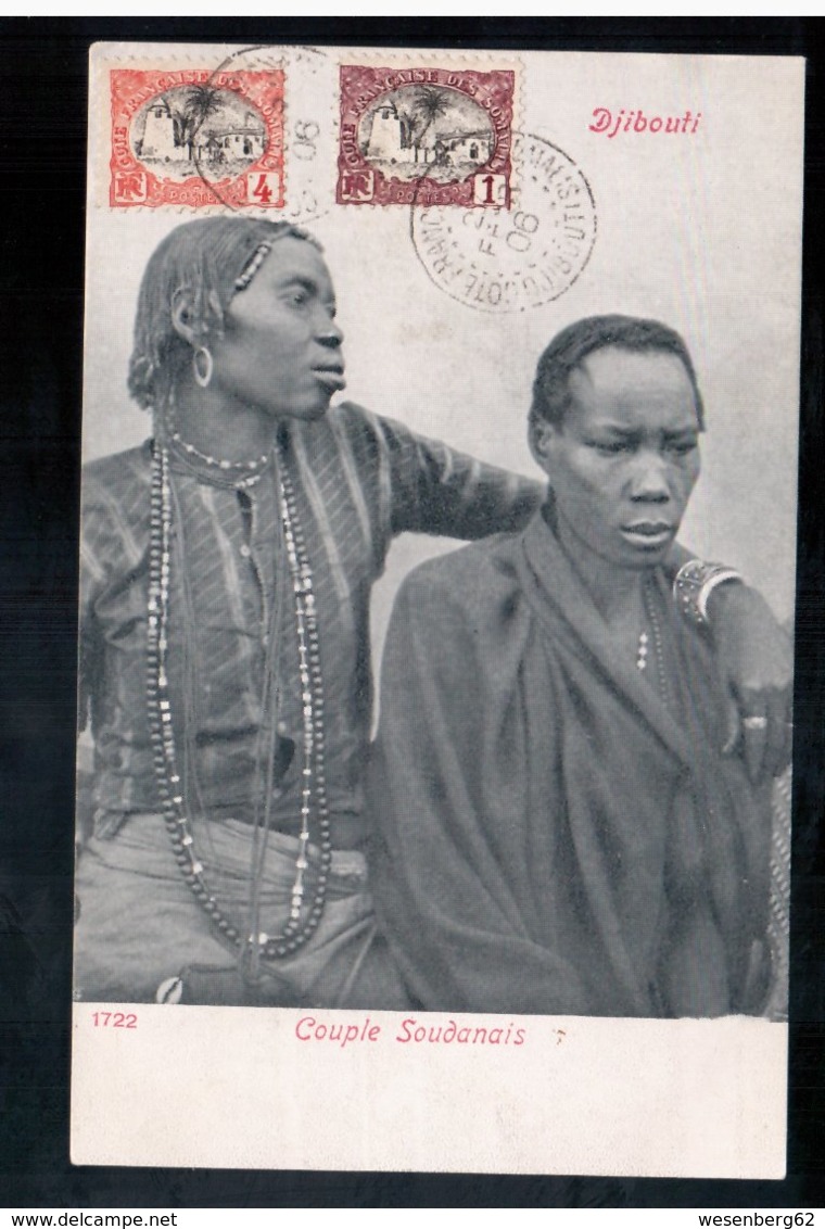 DJIBOUTI Couple Soudanais 1906 Old Postcard - Dschibuti