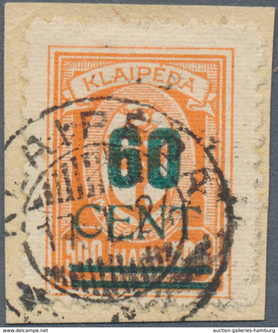 Memel: 1923: 60 C Auf 500 M. Orange Mit Aufdruckfehler "Punkt Hinter Cent" Halbiert (Feld 60, Teilau - Klaipeda 1923