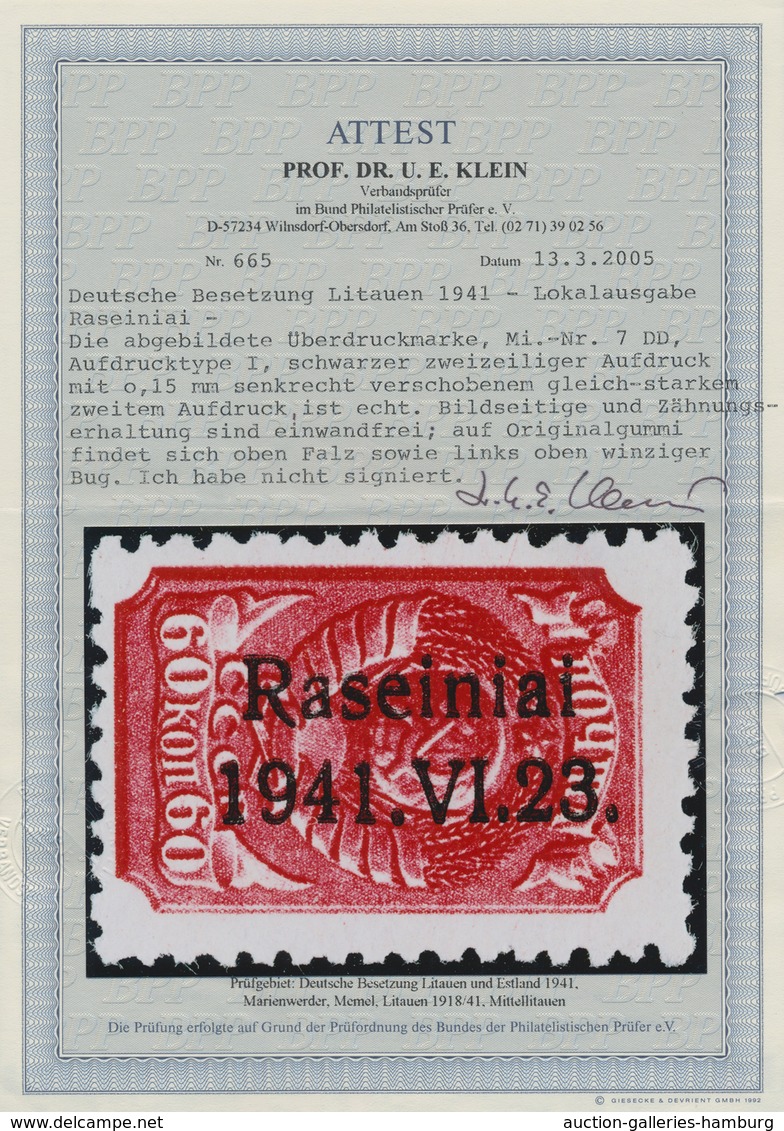 Dt. Besetzung II WK - Litauen - Rossingen (Raseiniai): 1941, 60 K. Aufdruck DOPPELT! Bisher Nicht Im - Occupation 1938-45