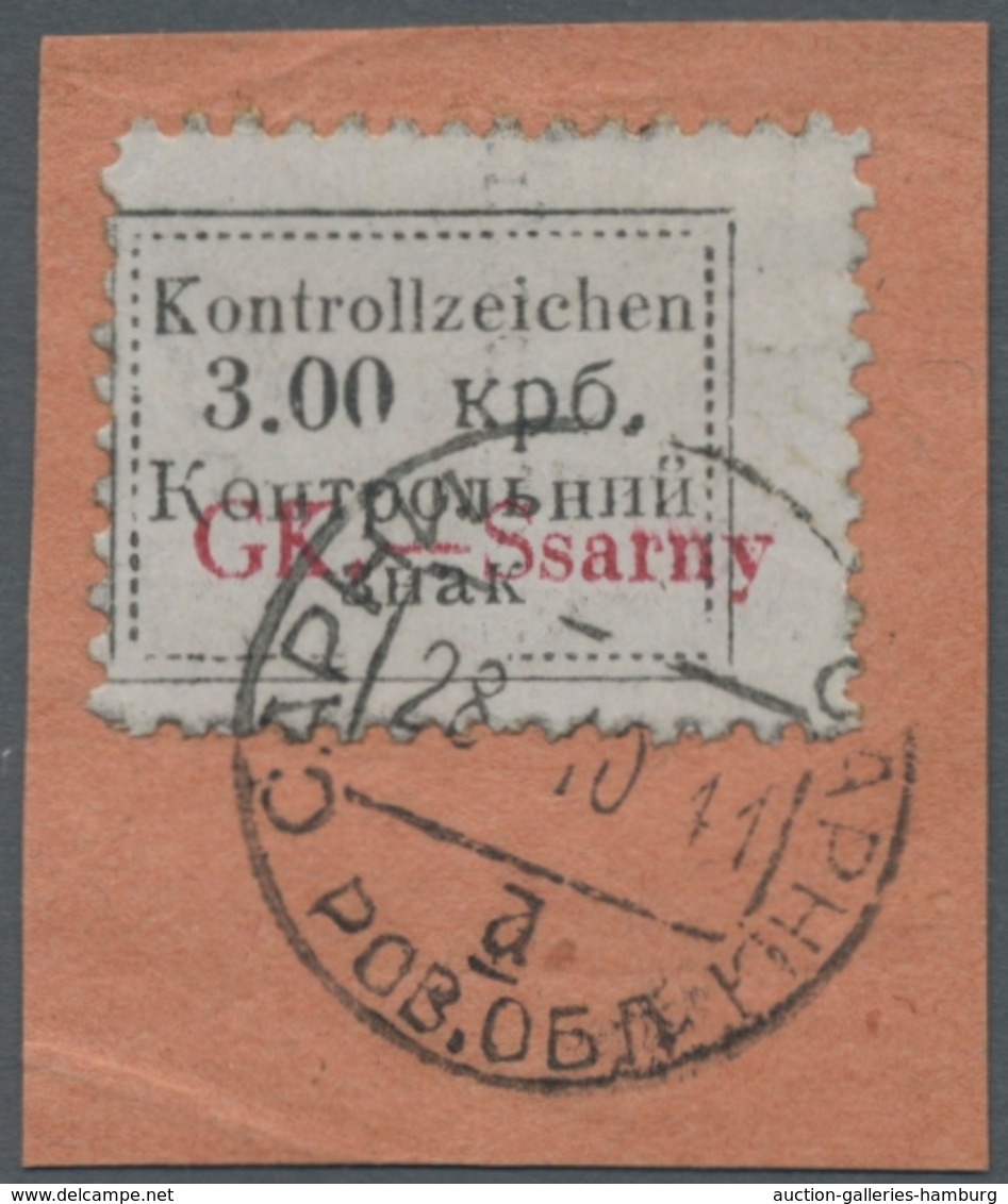 Dt. Besetzung II WK - Ukraine - Sarny: 1941, Kontrollzeichen 2. Ausgabe Mit Aufdruck "GK-Ssarny", Ta - Occupation 1938-45