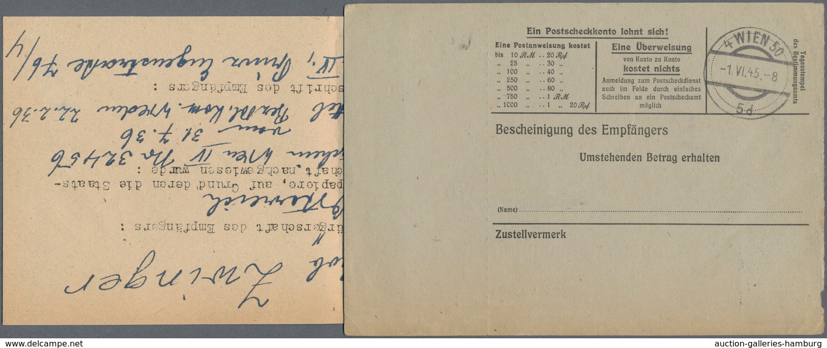 Feldpost 2. Weltkrieg: 1945 (11.3.), Frankierte FP-Anweisung (Mittelstück Mit Anhängendem Empfängera - Sonstige & Ohne Zuordnung