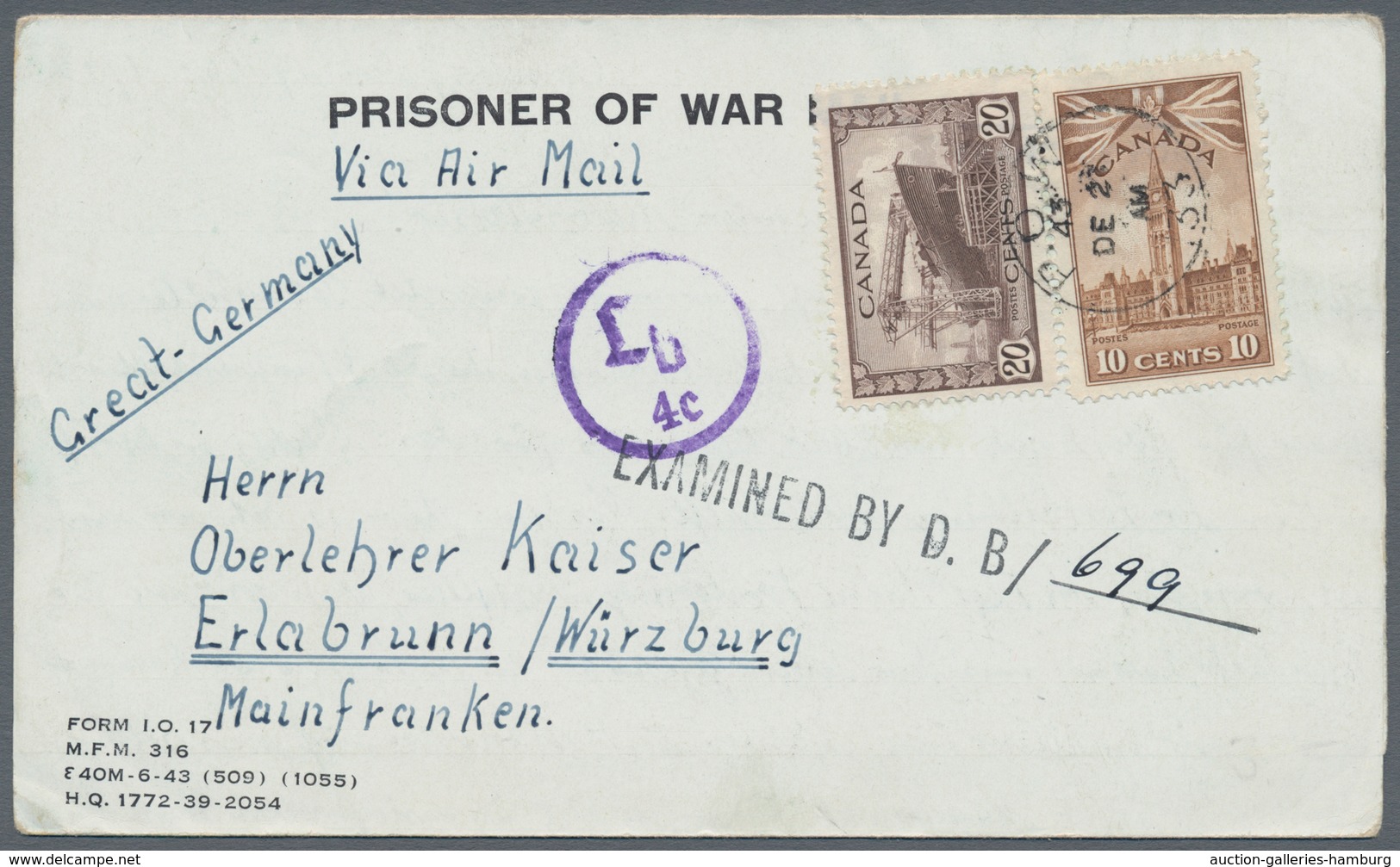 Kriegsgefangenen-Lagerpost: LAGERPOST NACH 1945, KRIEGSGEFANGENENPOST. 7 Belege von deutschen Gefang