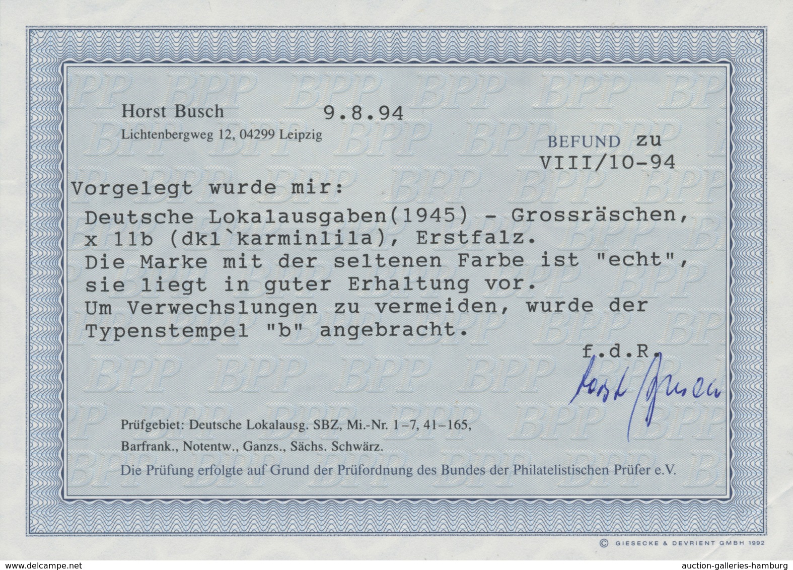 Deutsche Lokalausgaben Ab 1945: GROSSRäSCHEN, 40 Pfg. Auf Karminlila, äußerst Seltene Variante Mit S - Other & Unclassified