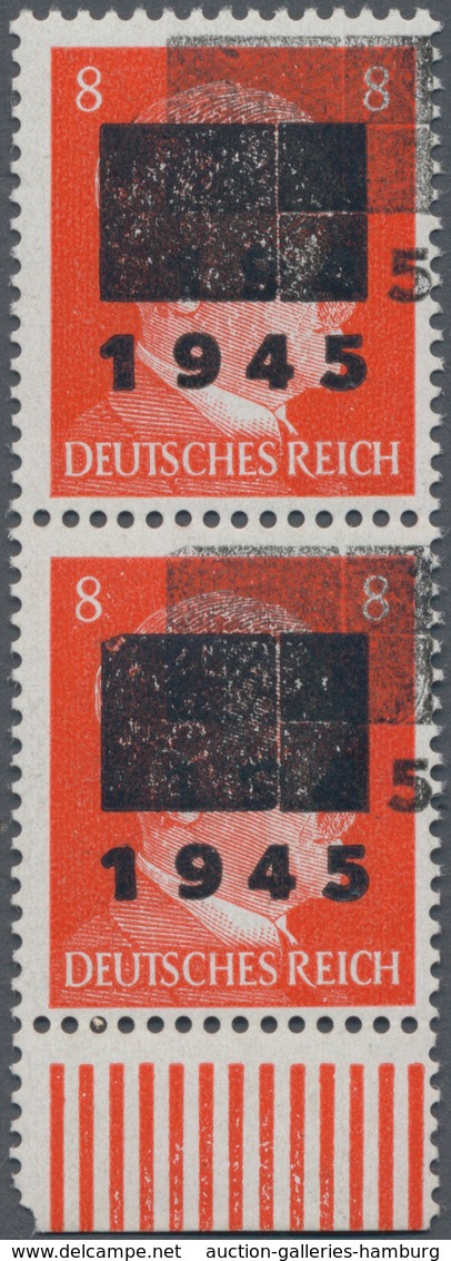 Deutsche Lokalausgaben Ab 1945: NETSCHKAU-REICHENBACH: 1945, 8 Pfg. Mit Deutlichem DOPPELAUFDRUCK De - Sonstige & Ohne Zuordnung