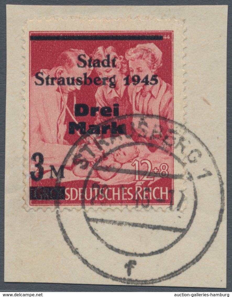 Deutsche Lokalausgaben Ab 1945: STRAUSBERG, 3 Mk. Mit Nicht Ausgegebenem Aufdruck Auf Briefstück. Se - Other & Unclassified