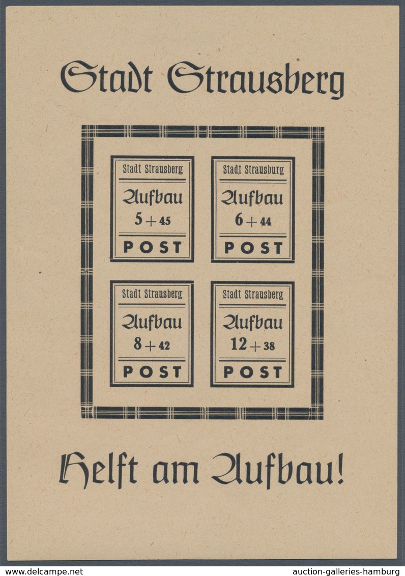 Deutsche Lokalausgaben Ab 1945: STRAUSBERG, Aufbau-Block Schwarz Mit Falscher Inschrift STRAUSBURG, - Sonstige & Ohne Zuordnung