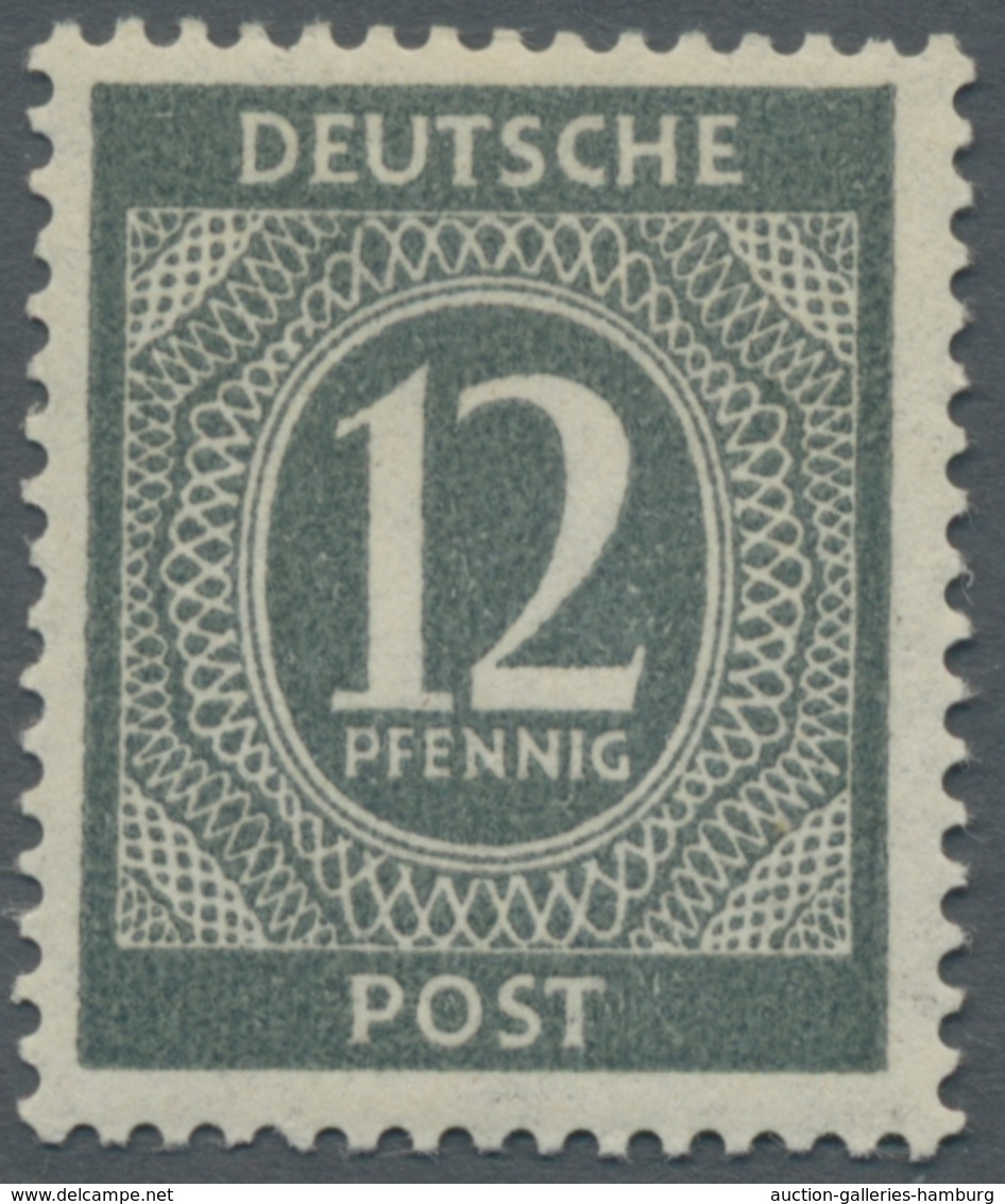 Alliierte Besetzung - Gemeinschaftsausgaben: 1946, "12 Pfg. Ziffer Dunkelgrüngrau", Postfrischer Wer - Other & Unclassified