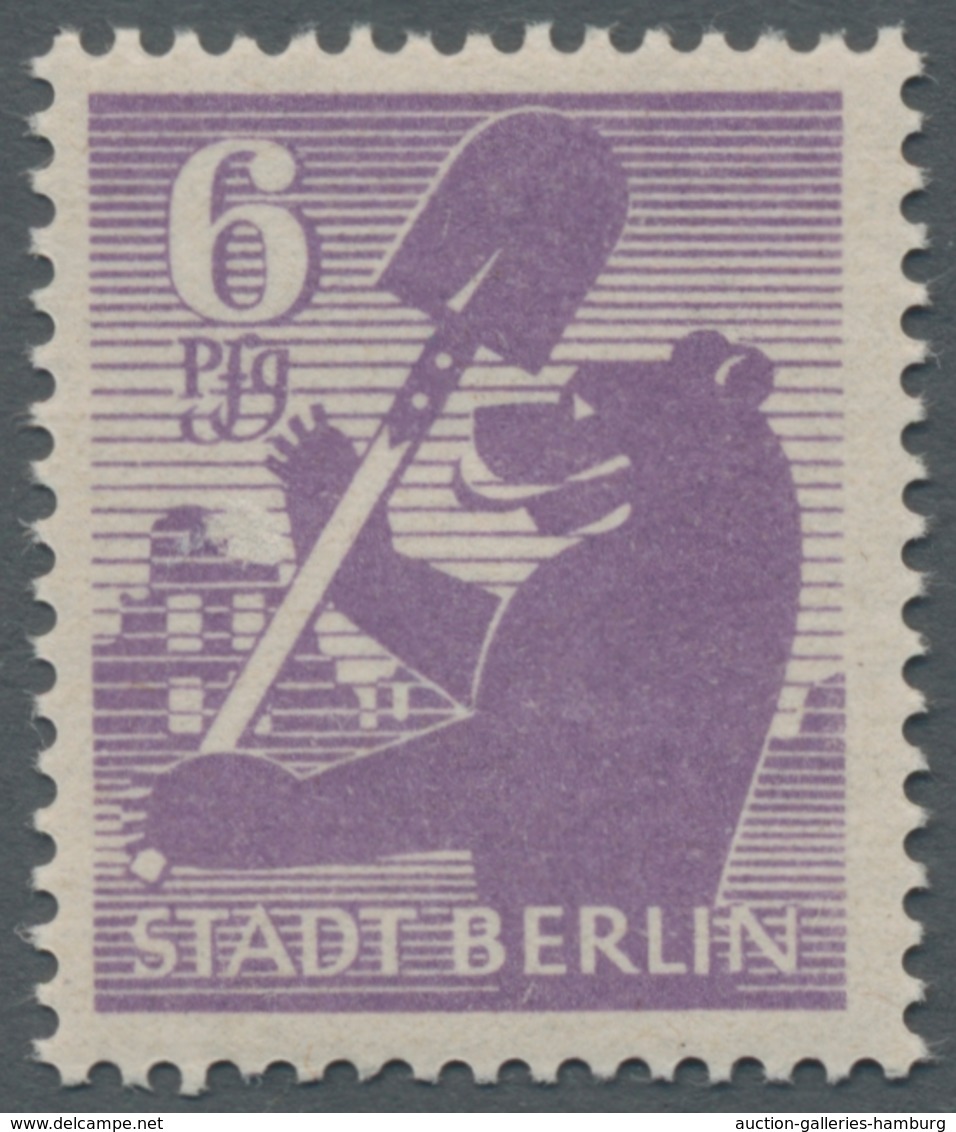 Sowjetische Zone - Berlin Und Brandenburg: 1945, "6 Pfg. Berliner Bär Mittelbläulichviolett, Waag. G - Sonstige & Ohne Zuordnung