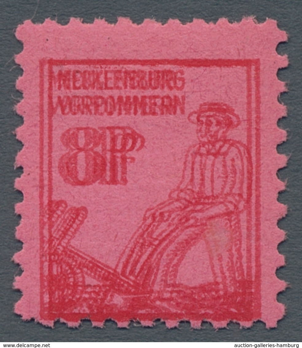 Sowjetische Zone - Mecklenburg-Vorpommern: 1945; 8 Pf. Dunkelrosarot Auf Lilarot Mit Klarem Doppeldr - Sonstige & Ohne Zuordnung