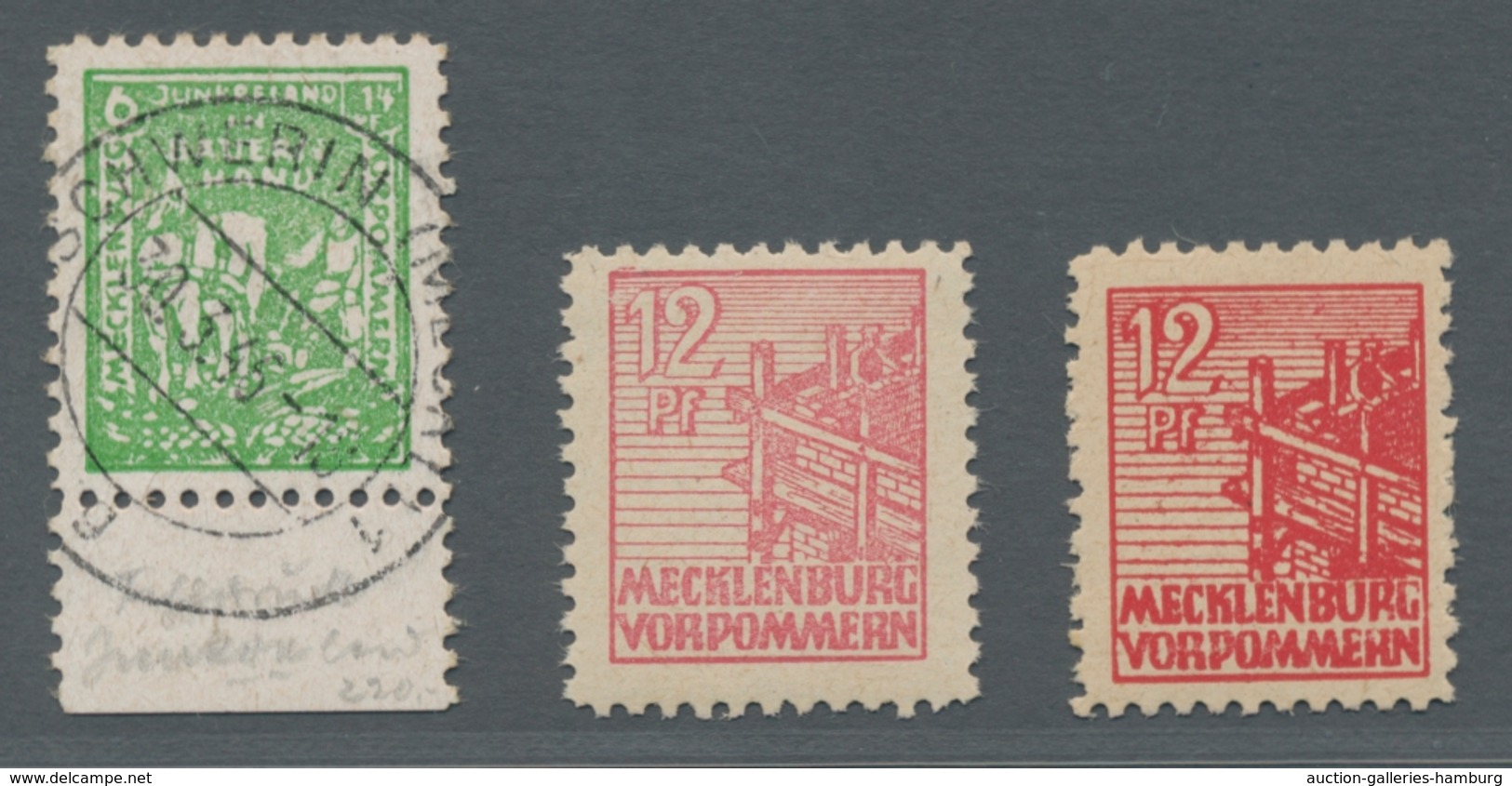 Sowjetische Zone - Mecklenburg-Vorpommern: 1945-46, Zwei Seltene Varianten. Mi.-Nr. 23, Doppelt Gepr - Other & Unclassified