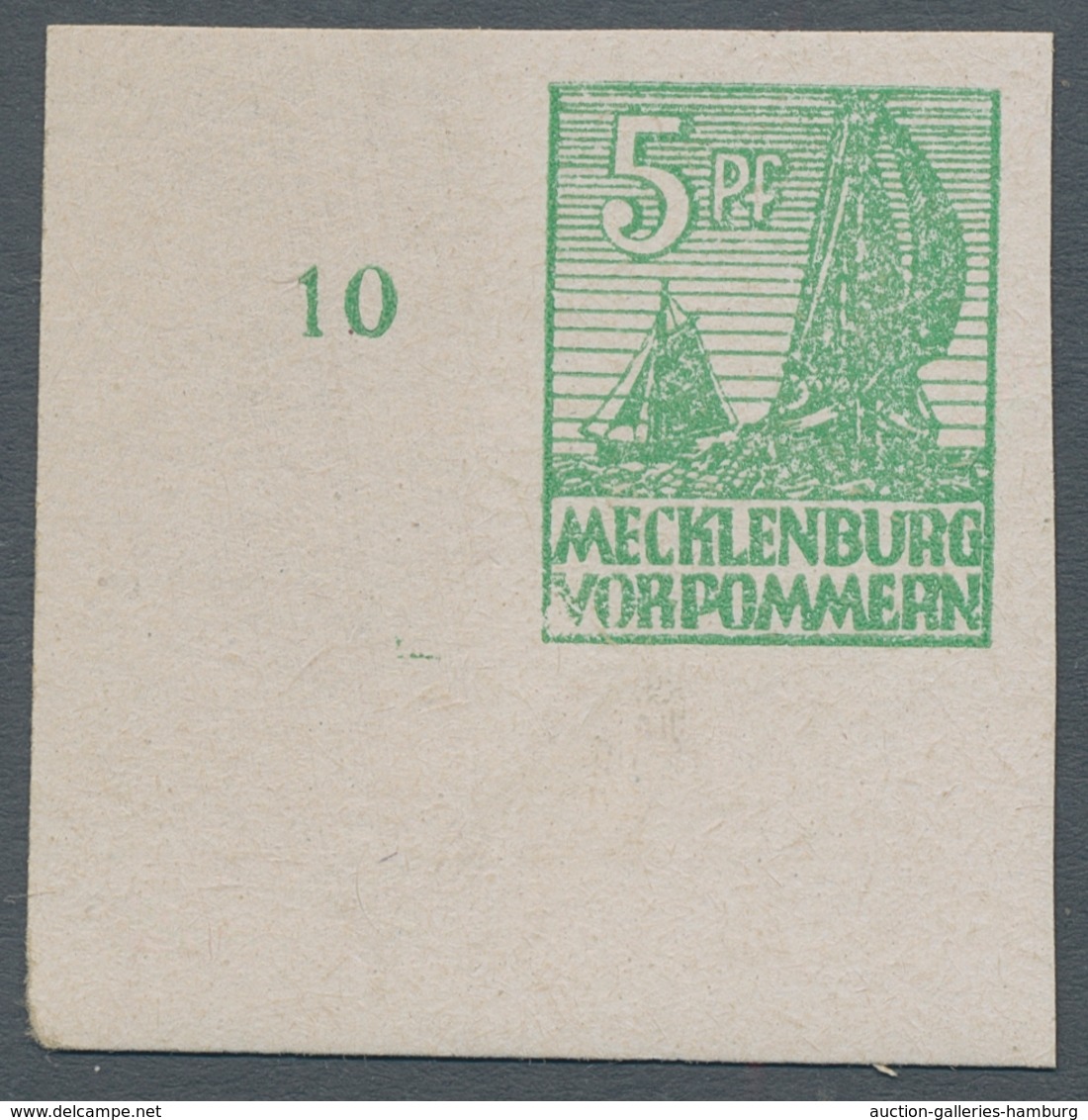 Sowjetische Zone - Mecklenburg-Vorpommern: 1946; 5 Pf. Mittelgrün Aus Der Linken Unteren Bogenecke T - Sonstige & Ohne Zuordnung