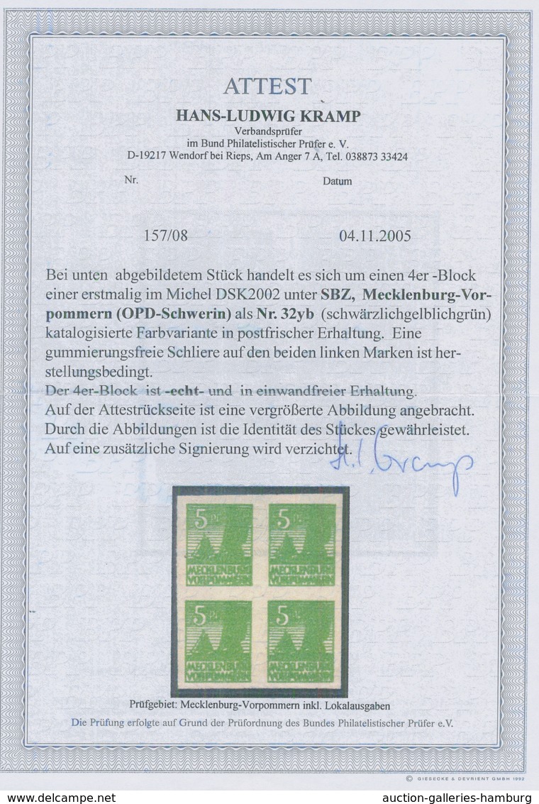 Sowjetische Zone - Mecklenburg-Vorpommern: 1946, "5 Pfg. Schwärzlichgelblichgrün", Postfrischer Wert - Sonstige & Ohne Zuordnung