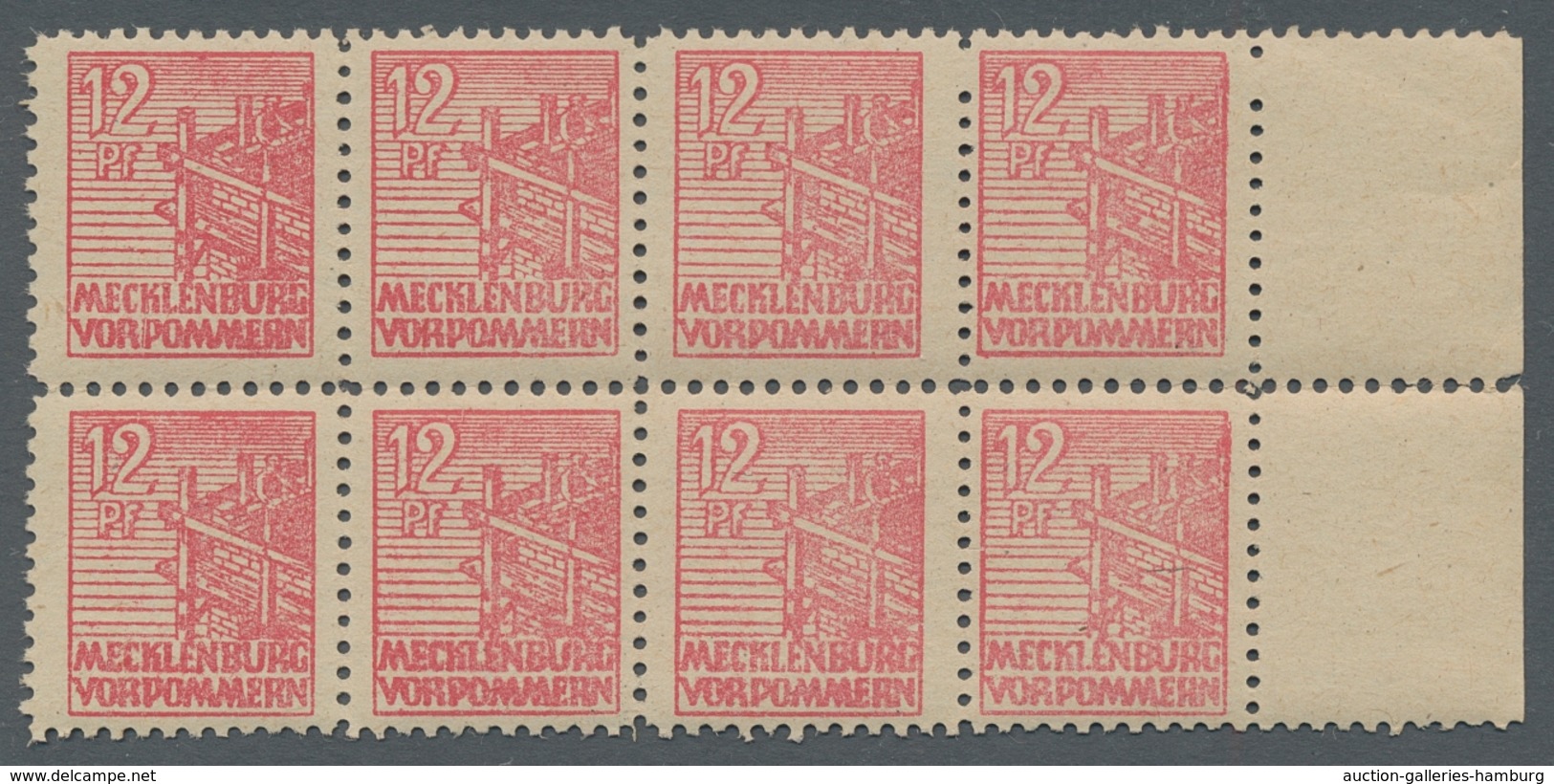 Sowjetische Zone - Mecklenburg-Vorpommern: 1946; 12 Pfg, Mittelrosa - 45 Postfrische Exemplare, Jede - Other & Unclassified