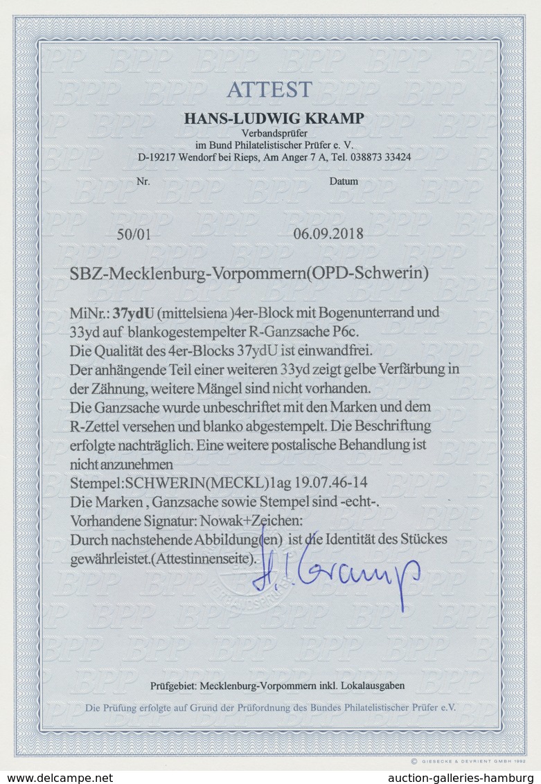 Sowjetische Zone - Mecklenburg-Vorpommern: 1946, Abschiedsausgabe 15 Pf Mittelsiena Im UNGEZÄHNTEN V - Other & Unclassified