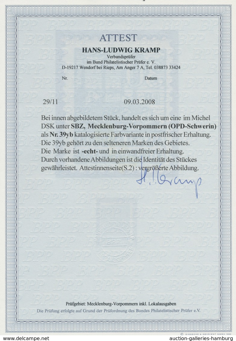 Sowjetische Zone - Mecklenburg-Vorpommern: 1946, "30 Pfg. Schwärzlichbläulichgrün", Postfrischer Wer - Sonstige & Ohne Zuordnung