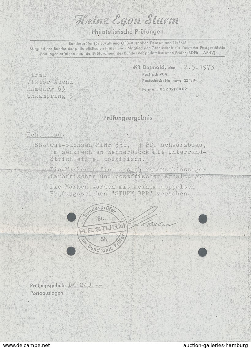 Sowjetische Zone - Ost-Sachsen: 1945, "4 Pfg. Schwarzblau", Zwei Postfrische Werte Mit Unterschiedli - Other & Unclassified