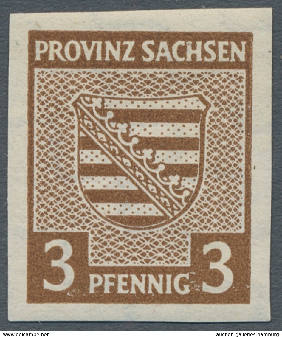 Sowjetische Zone - Provinz Sachsen: 1945, "1 Und 3 Pfg. Provinzwappen Mit Steigendem Wasserzeichen", - Other & Unclassified