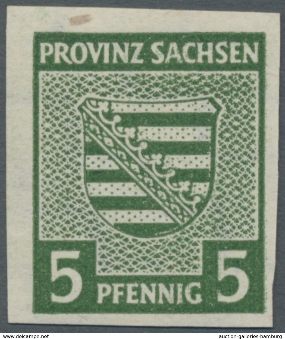 Sowjetische Zone - Provinz Sachsen: 1945, "5 Pfg. Wappen Mit Steigendem Wasserzeichen", Der Spitzenw - Sonstige & Ohne Zuordnung