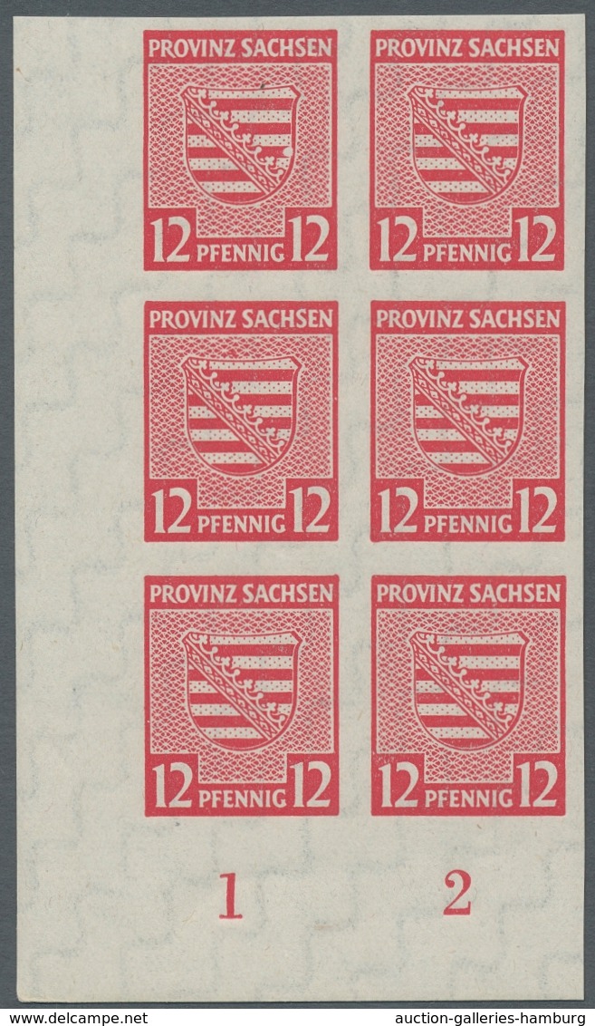 Sowjetische Zone - Provinz Sachsen: 1945, Provinzwappen 12 Pfennig, Senkrechter Postfrischer Sechser - Sonstige & Ohne Zuordnung