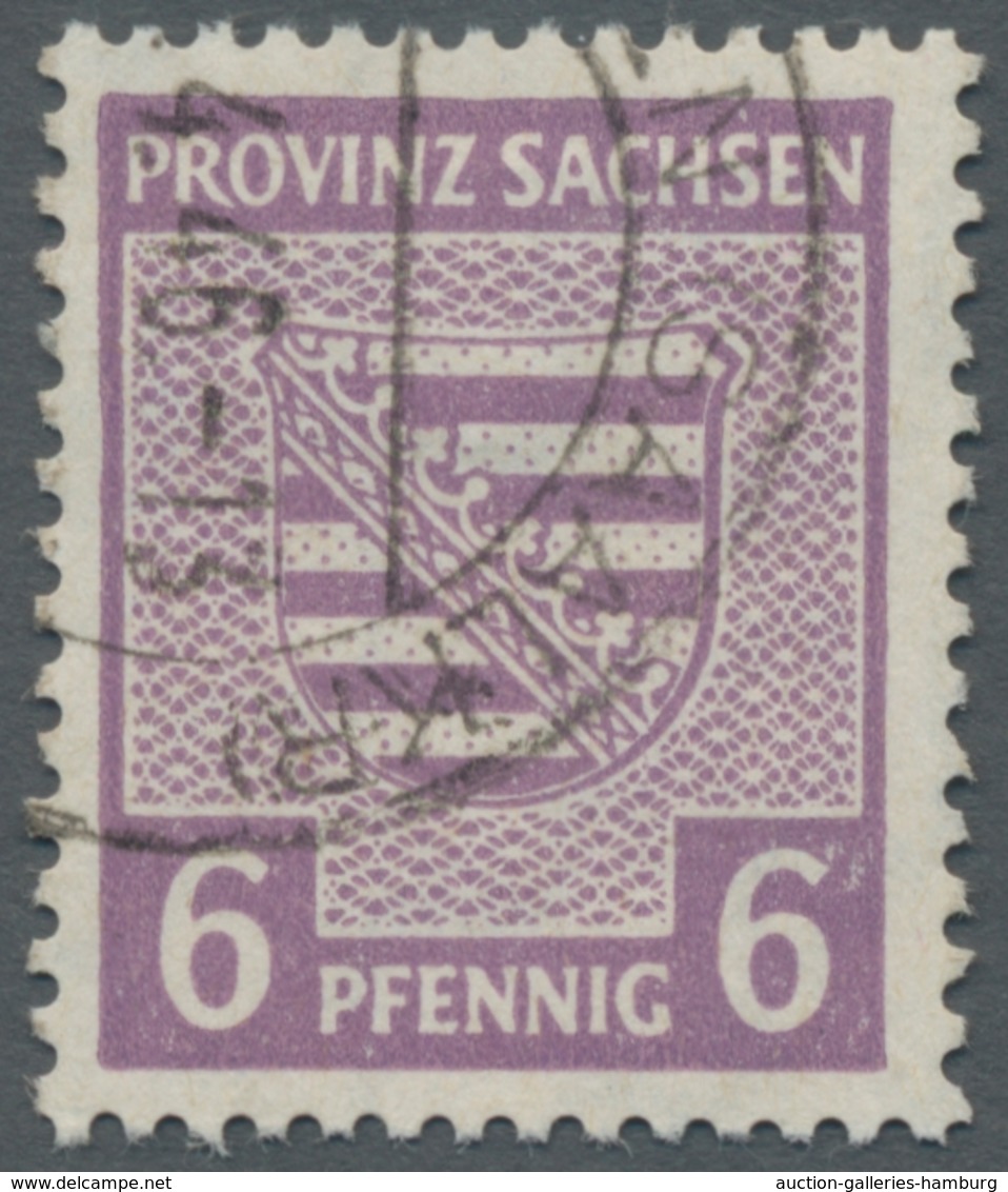 Sowjetische Zone - Provinz Sachsen: 1945, "6 Pfg. Wappen Rötlichgrauviolett", Sauber Gestempelter We - Sonstige & Ohne Zuordnung