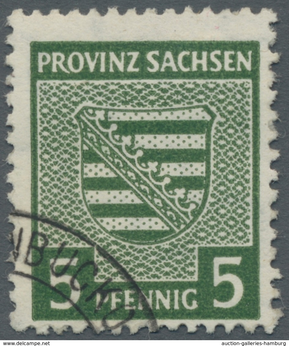 Sowjetische Zone - Provinz Sachsen: 1945, "5 Pfg. Graugrün Mit Steigendem Wasserzeichen", Sauber Ges - Other & Unclassified