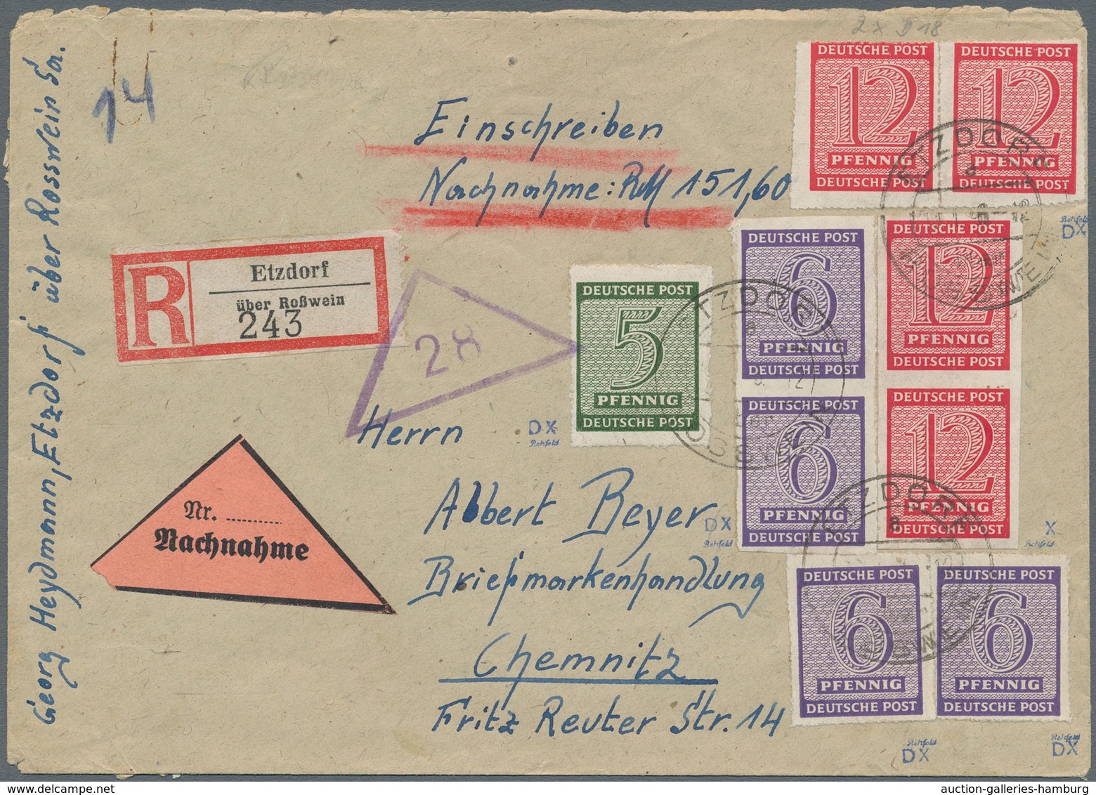 Sowjetische Zone - West-Sachsen: 1945, Freimarken Ziffern 5 Pf, 6 Pf (2 Einzelmarken Und Ein Senkrec - Sonstige & Ohne Zuordnung