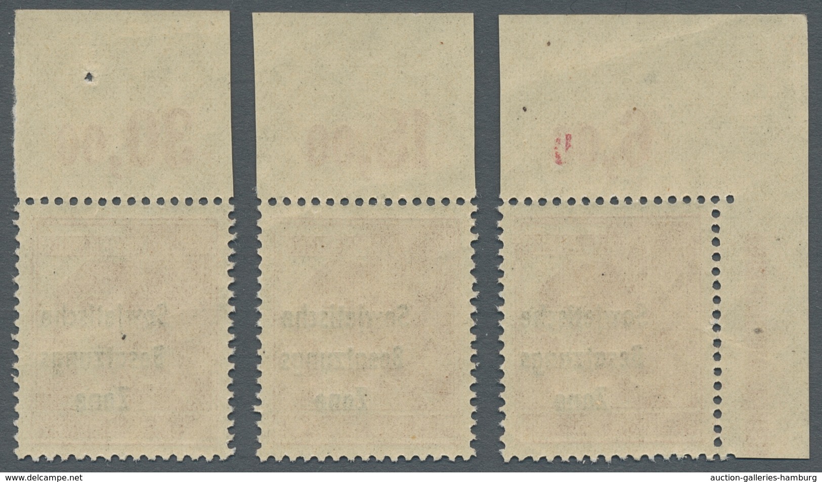 Sowjetische Zone - Allgemeine Ausgaben: 1945; Maschinenaufdruck 60 Pf. Karminrot, Partie Mit Drei Po - Sonstige & Ohne Zuordnung