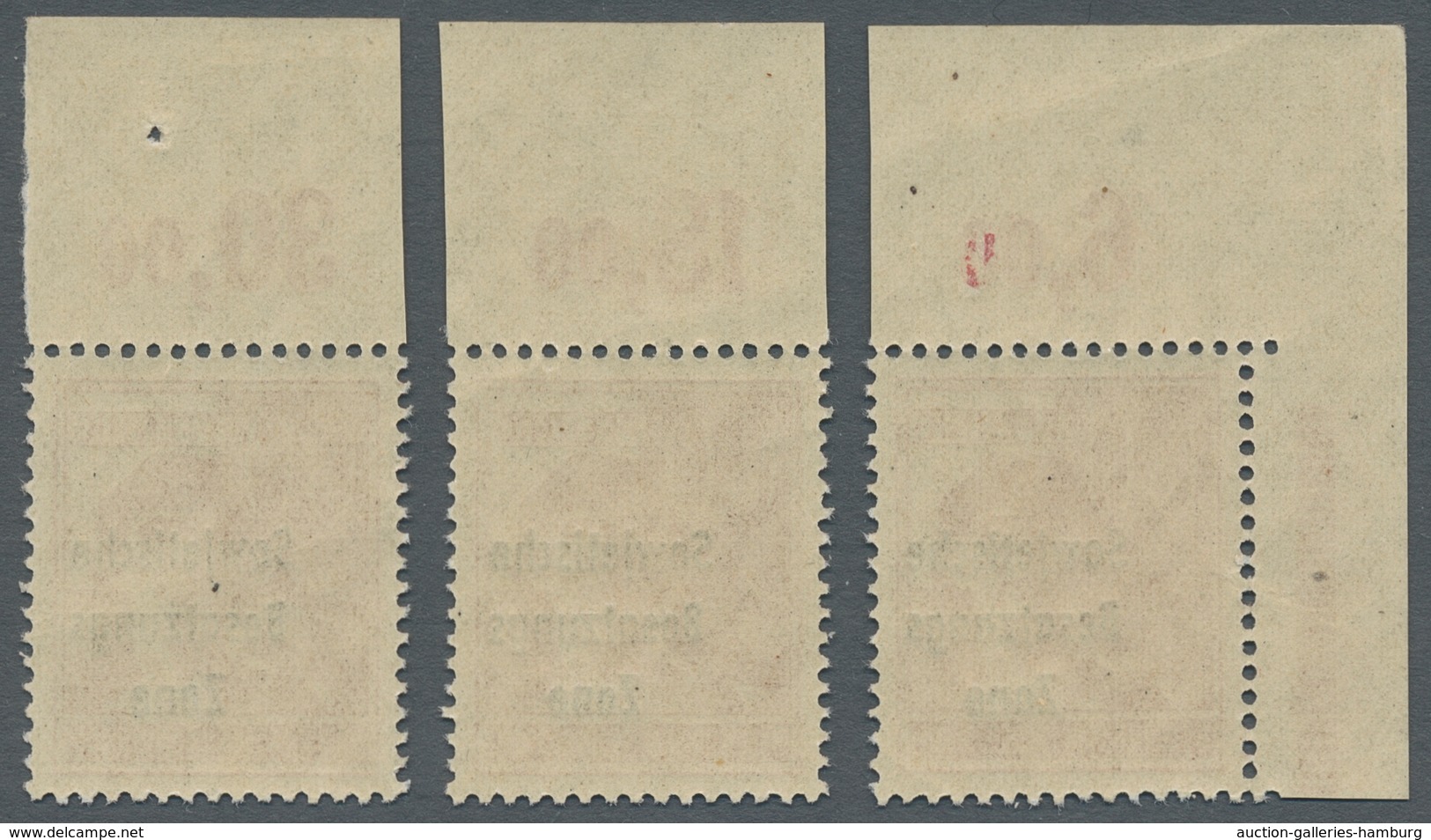 Sowjetische Zone - Allgemeine Ausgaben: 1945; Maschinenaufdruck 60 Pf. Karminrot, Partie Mit Drei Po - Other & Unclassified