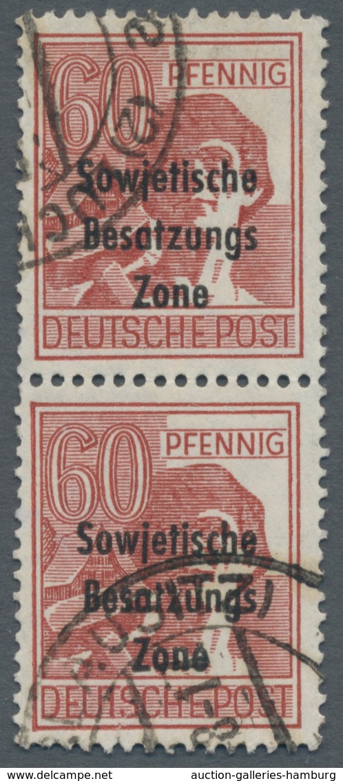 Sowjetische Zone - Allgemeine Ausgaben: 1948, "60 Pfg. Braunrot", Im Paar Sauber Gestempelt Aus Dem - Sonstige & Ohne Zuordnung