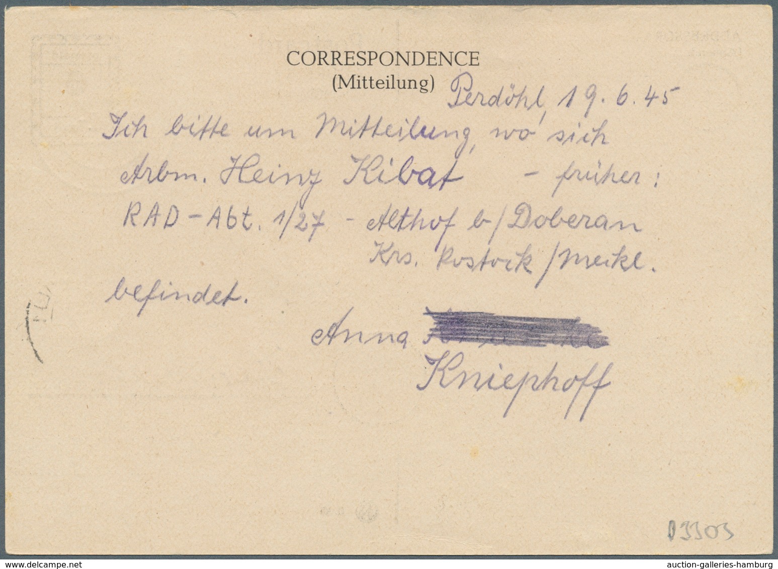 Sowjetische Zone - Ganzsachen: 1945, RPD Schwerin, Postkarte 6 Pf Sauber Ortsgebraucht (19.6.45), Mi - Other & Unclassified