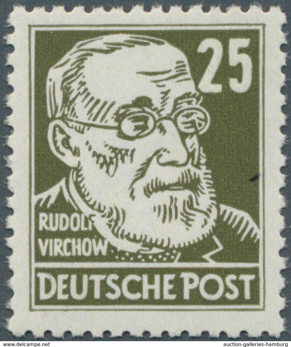 DDR: 1953, 25 Pfg. Köpfe II Mit WZ X I, Tadellos Postfrisch Mit Dem Plattenfehler "Punkt Unter Den L - Unused Stamps