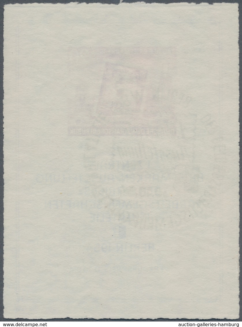 DDR: 1954, 20 Pfg. Briefmarkenausstellung Berlin-Block Mit ESST Und Sog. "Büttenrand" (durch Unschar - Unused Stamps