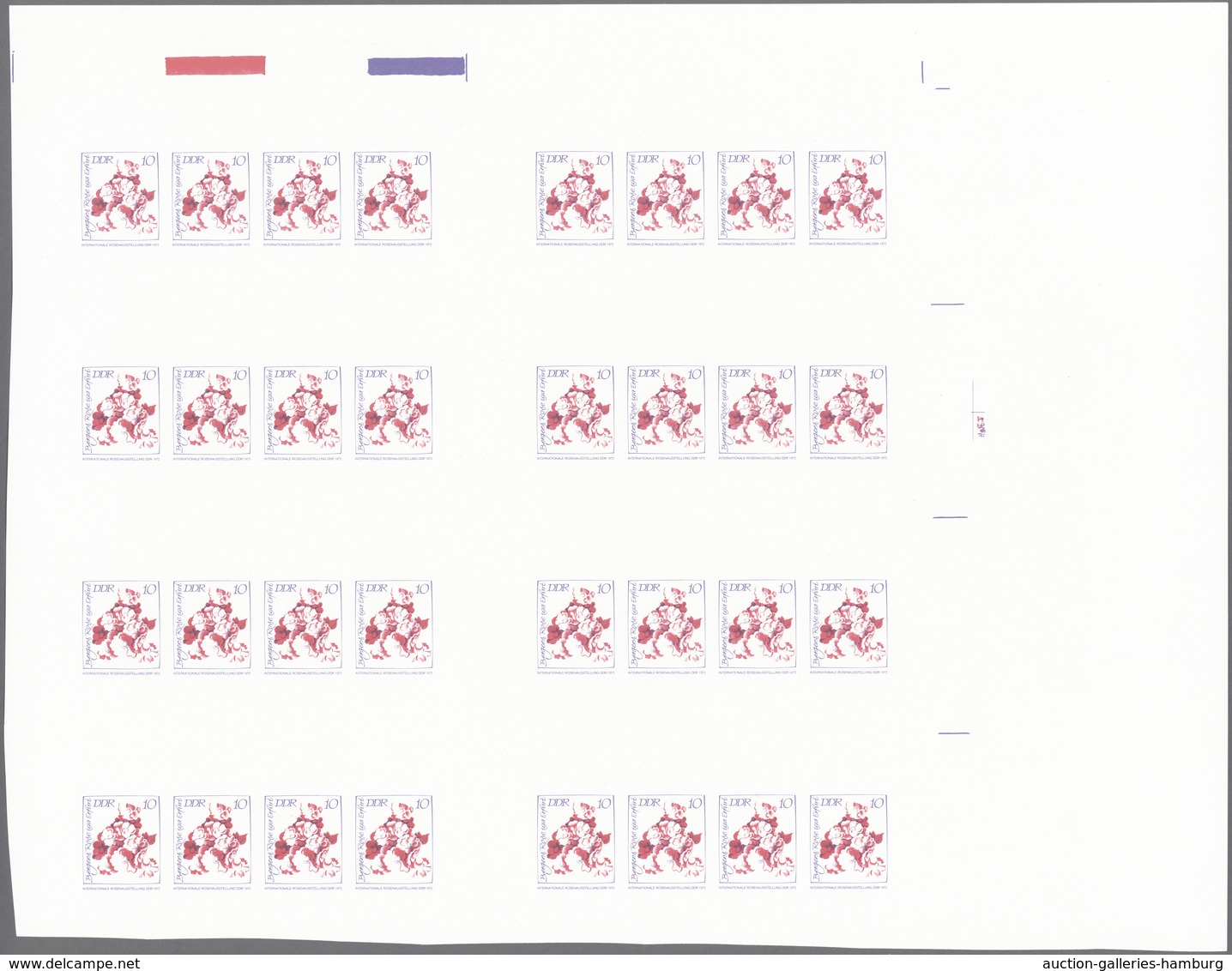 DDR - Markenheftchenbogen: 1972. PROBEDRUCK Für MHB "10 Pf Rosenausstellung" Mit 2x 4 Hbl.14 Statt 2 - Booklets